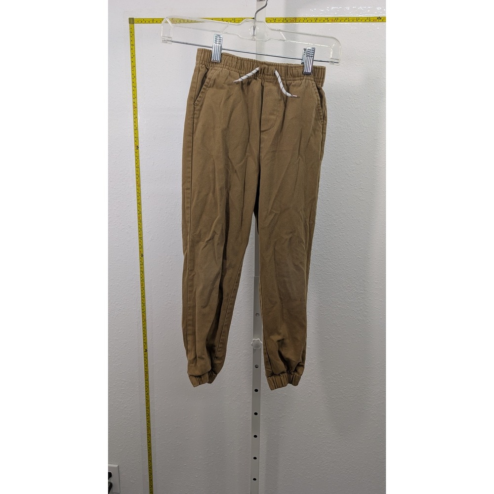 Free Planet Boys Khaki Brown Cotton Twill Jogger Pant Size 7 Drawstring FP5F35CH